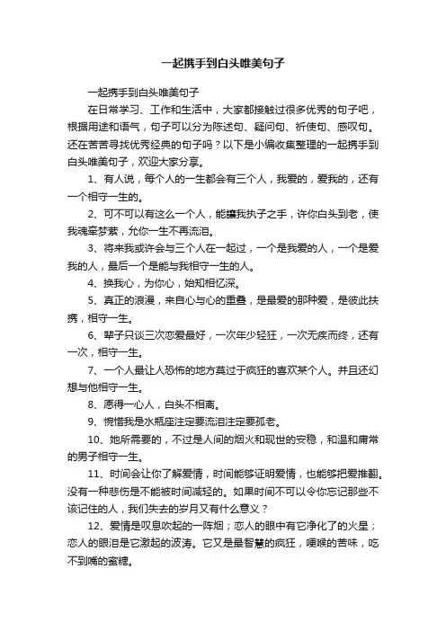 一起携手到白头唯美句子