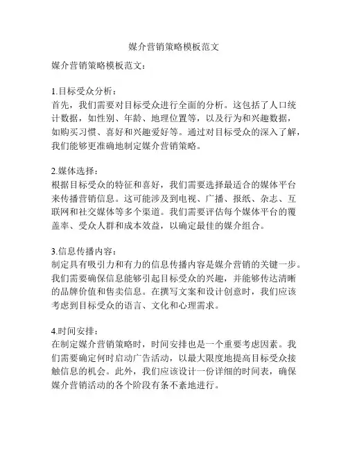 媒介营销策略模板范文