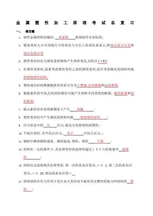 金属塑性加工原理考试总复习