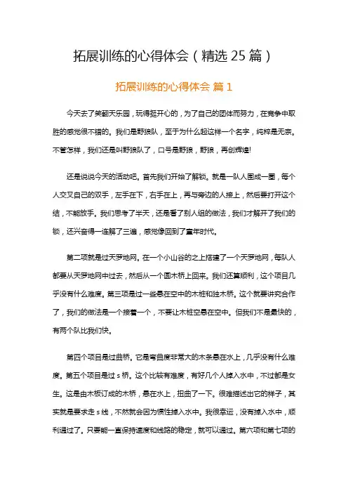 拓展训练的心得体会(精选25篇)