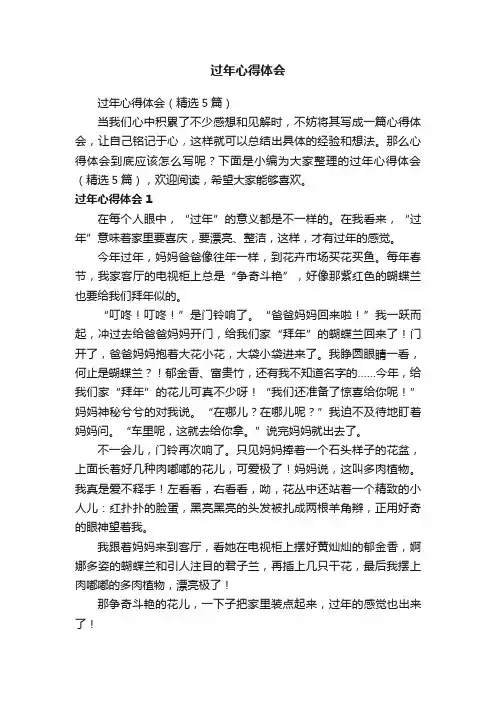 过年心得体会（精选5篇）