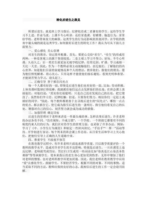 转化后进生之我见(袁伟钊)