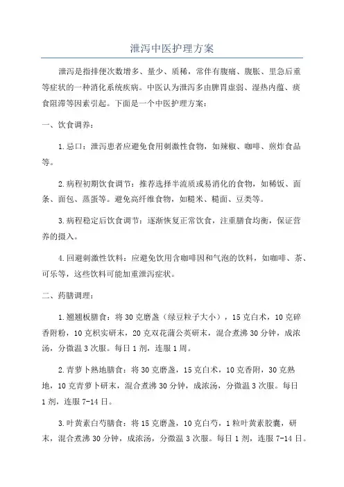泄泻中医护理方案