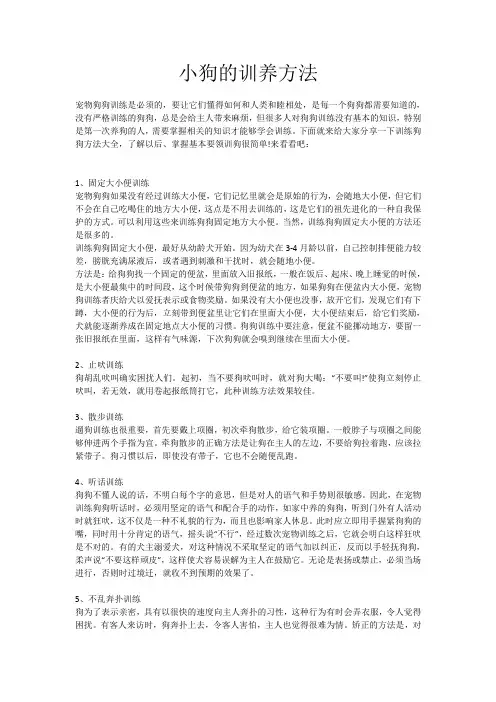 小狗的训养方法