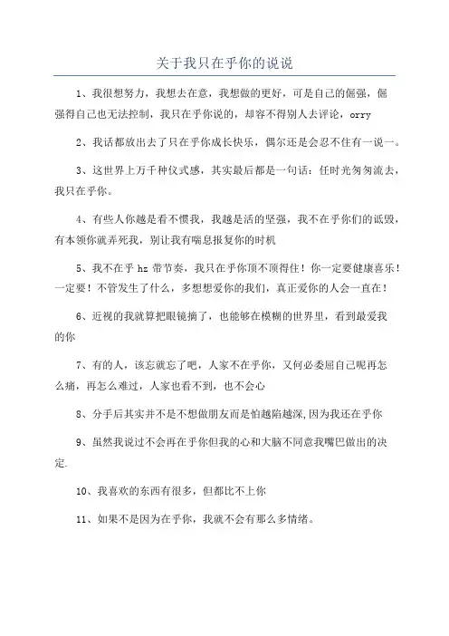 关于我只在乎你的说说
