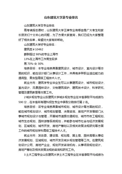 山东建筑大学及专业排名