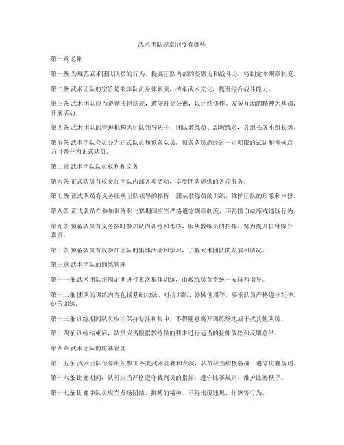 武术团队规章制度有哪些