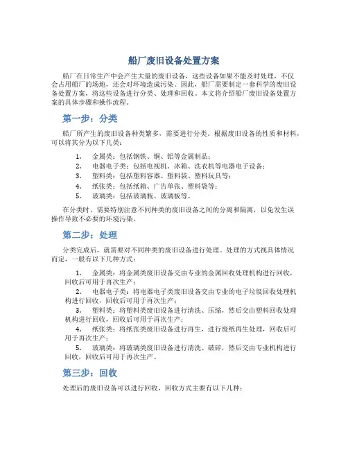 船厂废旧设备处置方案