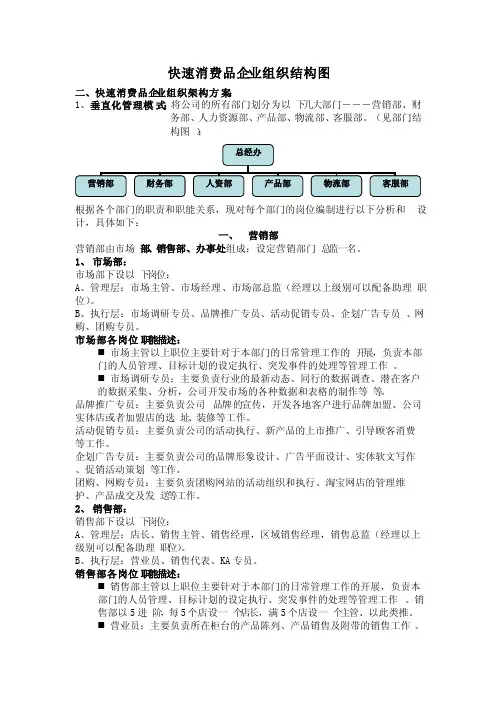 快消品企业组织架构