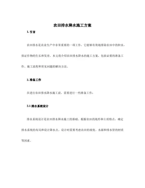 农田排水降水施工方案