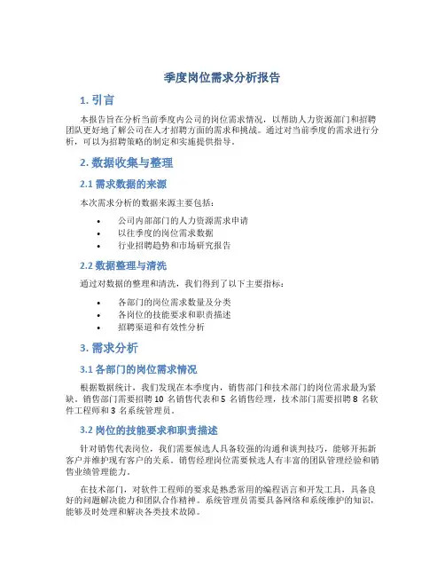 季度岗位需求分析报告