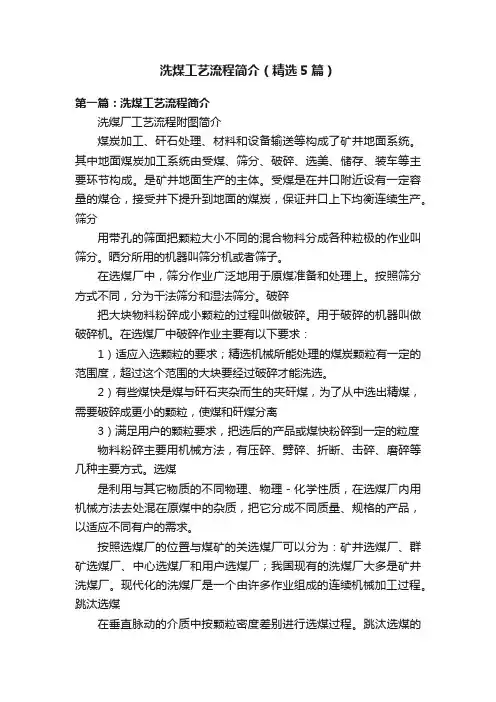 洗煤工艺流程简介（精选5篇）