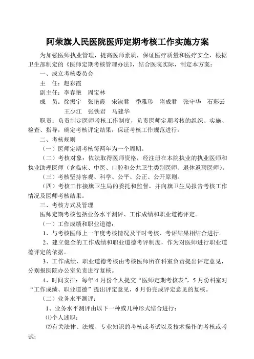 B-37医师定期考核工作实施方案与制度