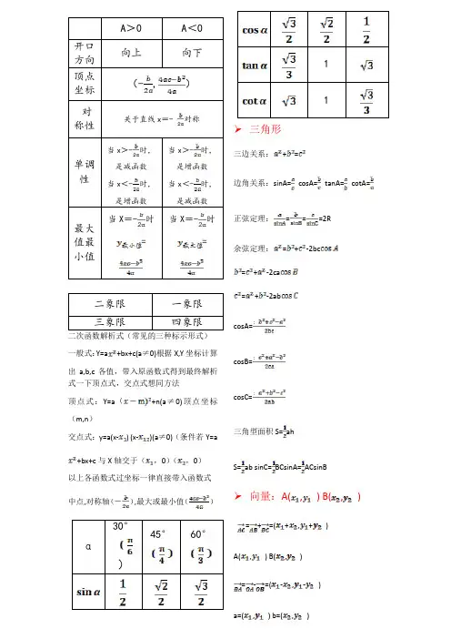 成人高考数学公式汇总