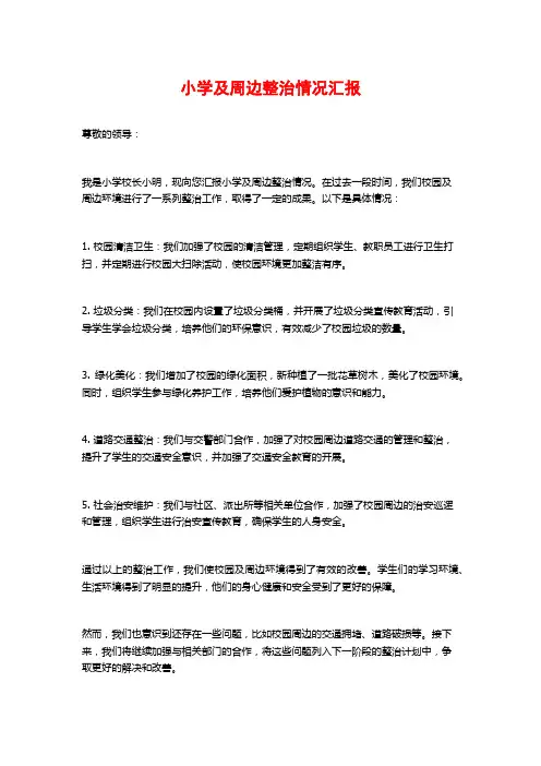 小学及周边整治情况汇报