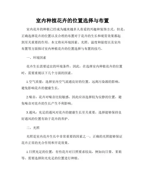 室内种植花卉的位置选择与布置