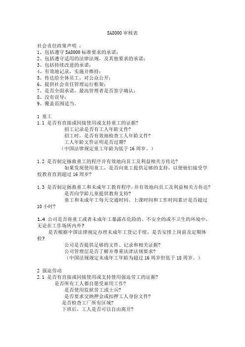 SA8000审核表