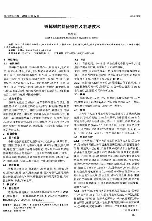 香樟树的特征特性及栽培技术