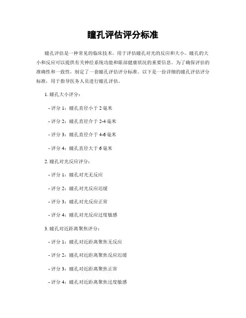 瞳孔评估评分标准
