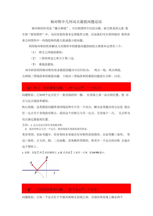 轴对称中几何动点最值问题总结