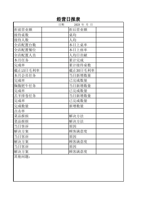 经营日报表