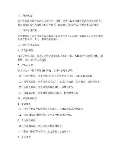 烟酒公司应急预案方案