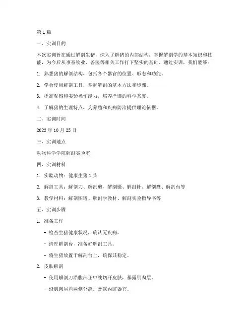 解剖生猪的实训报告(3篇)