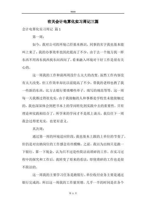 有关会计电算化实习周记三篇