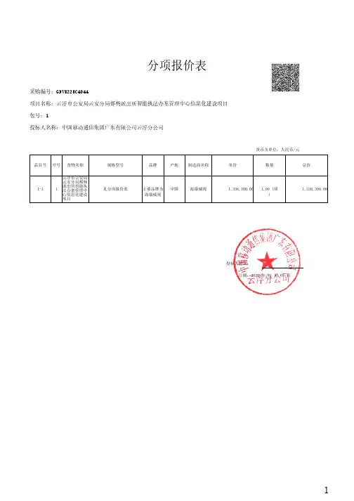 分项报价表