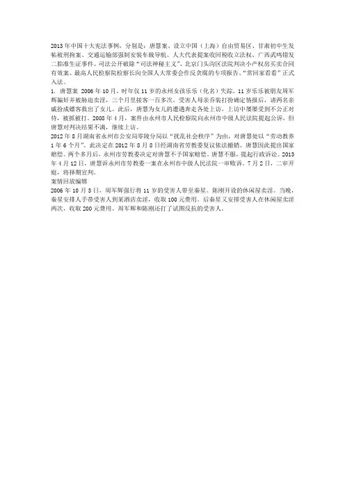 2013年十大宪法案例