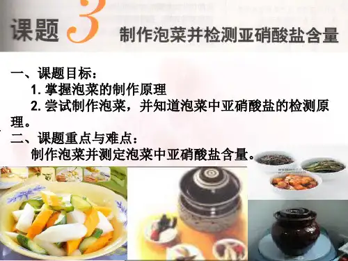 制作泡菜并检测亚硝酸盐含量(课堂PPT)