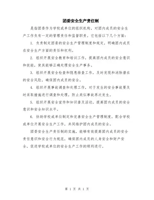 团委安全生产责任制
