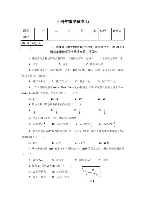 (济南市)小升初模拟试题12套