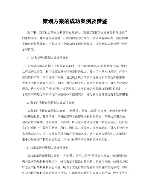 策划方案的成功案例及借鉴
