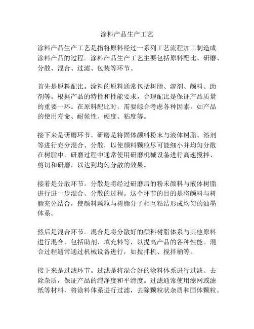 涂料产品生产工艺