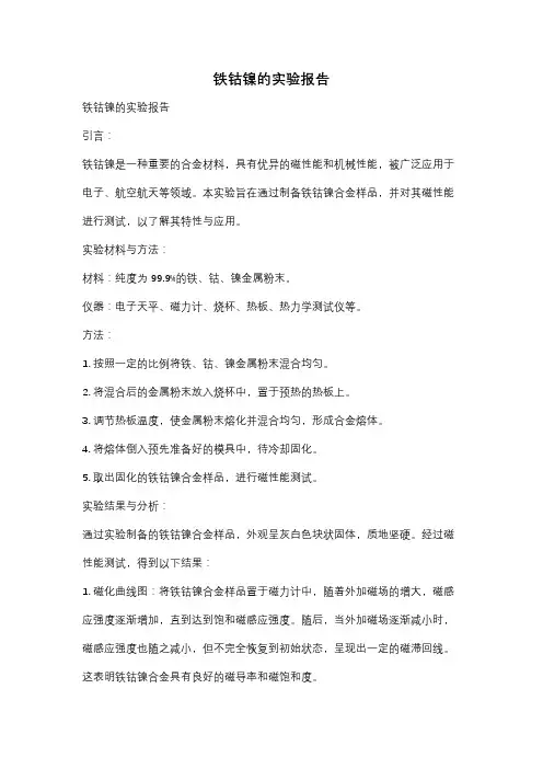 铁钴镍的实验报告