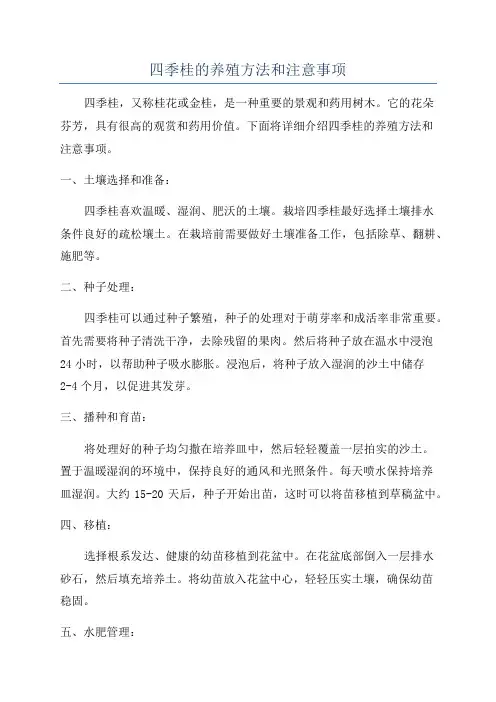 四季桂的养殖方法和注意事项