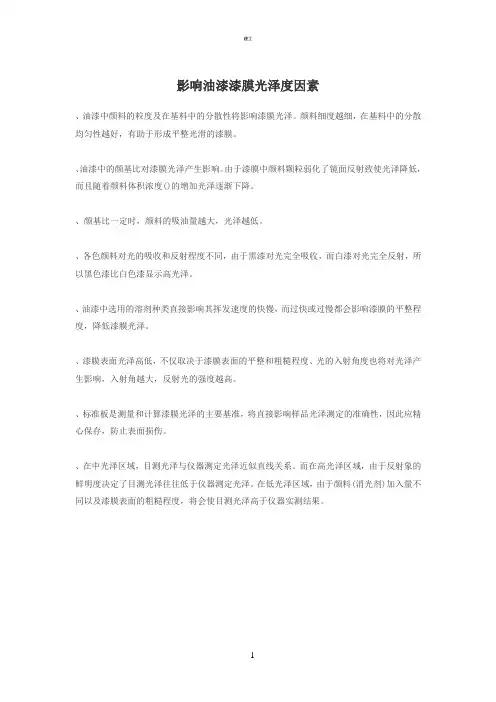 影响油漆漆膜光泽度因素(建文)