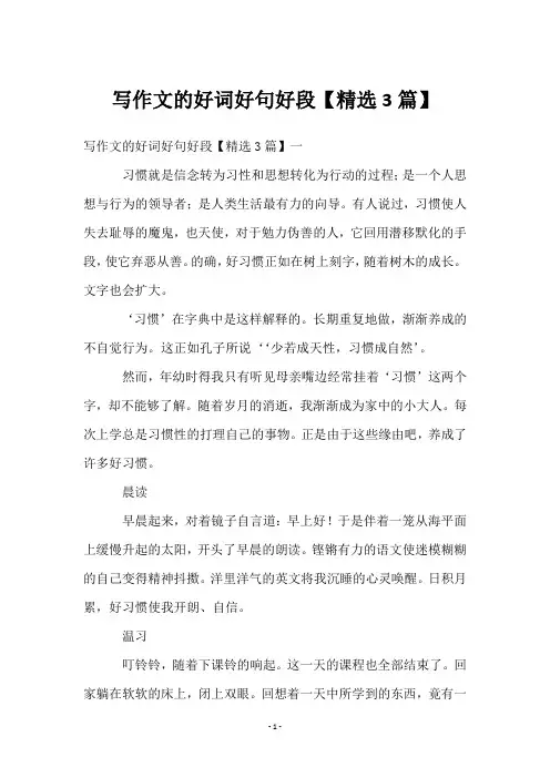写作文的好词好句好段【3篇】