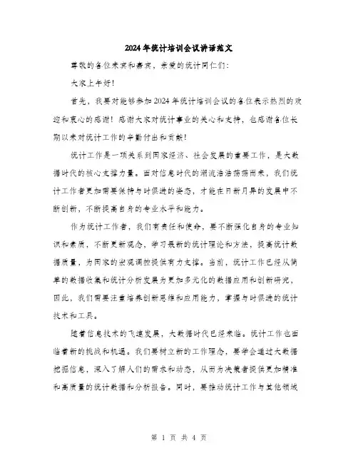 2024年统计培训会议讲话范文（2篇）