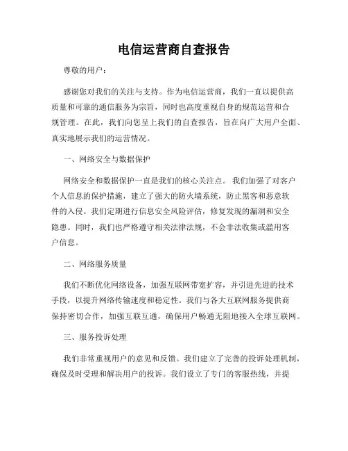 电信运营商自查报告