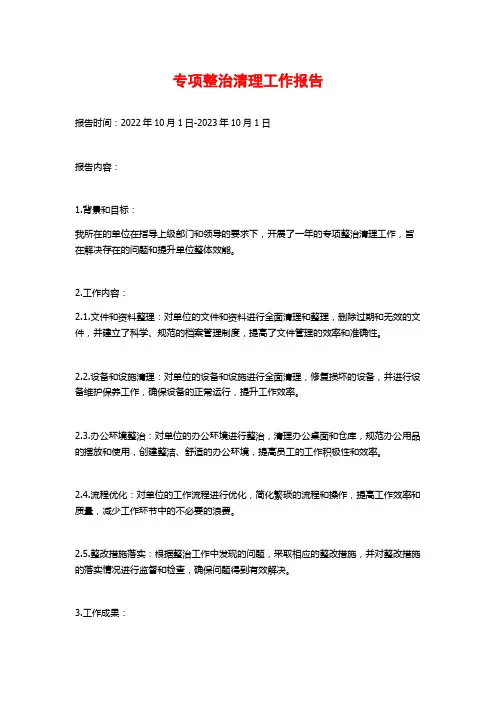 专项整治清理工作报告