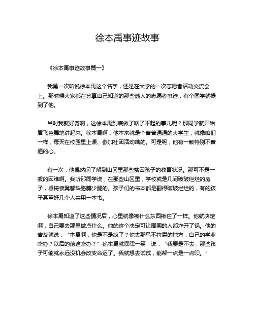 徐本禹事迹故事