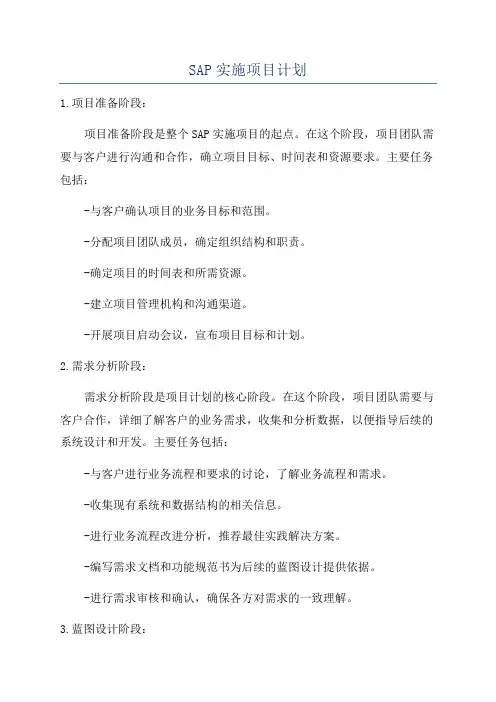 SAP实施项目计划