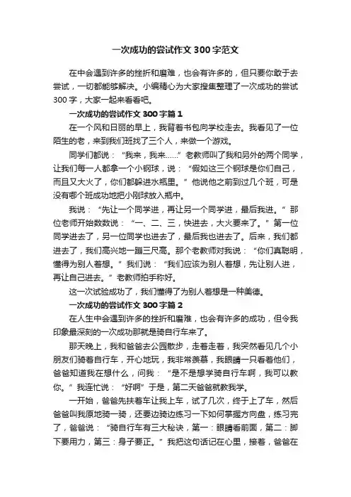 一次成功的尝试作文300字范文