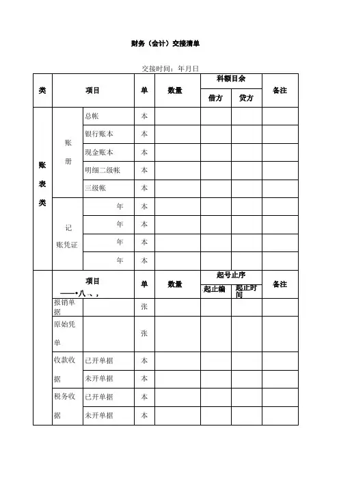 财务人员交接清单