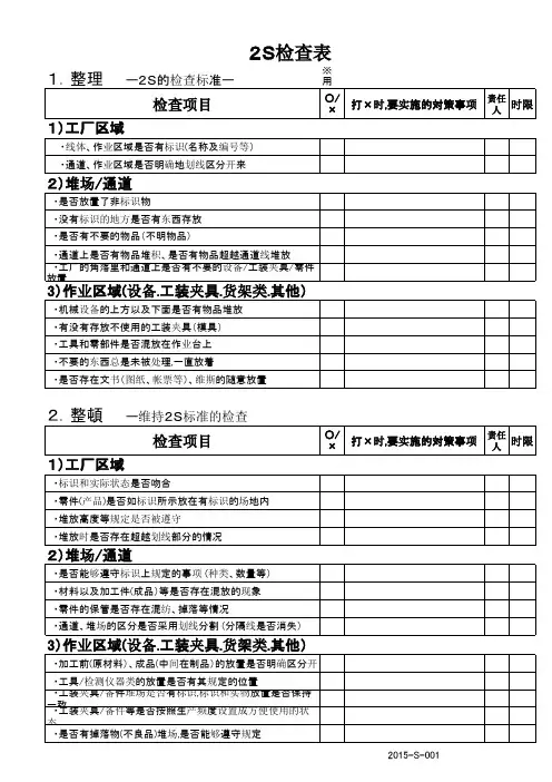 2S检查表(中文版)
