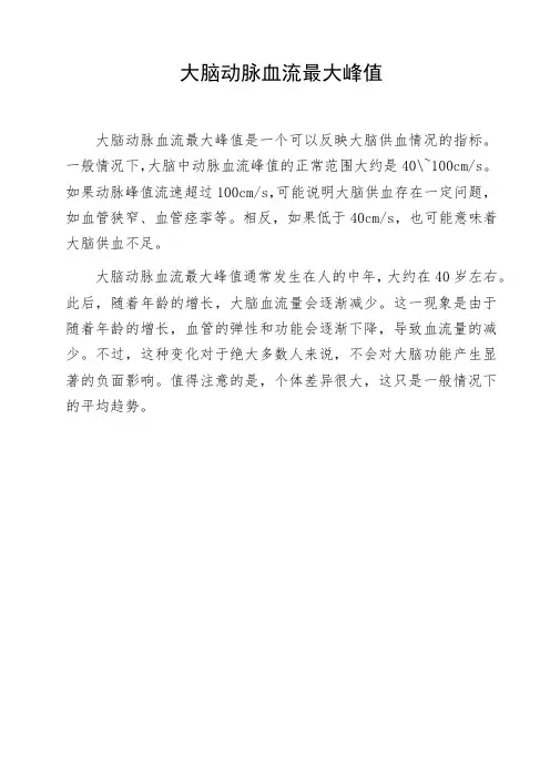 大脑动脉血流最大峰值
