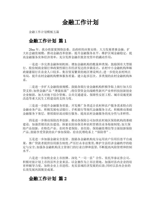 金融工作计划