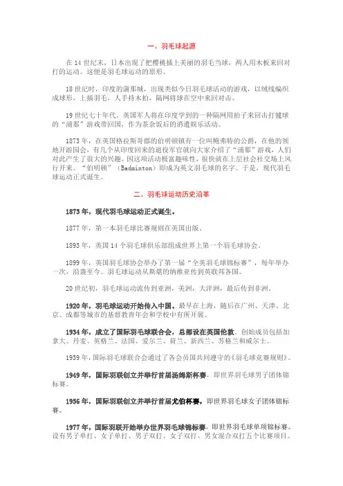羽毛球运动简介